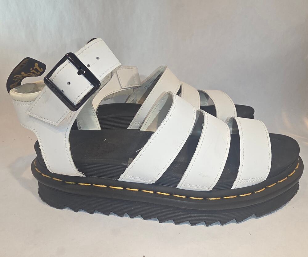 Dr. Martens Blaire Hydro Leather Sandals Women's 7 White 25768100
